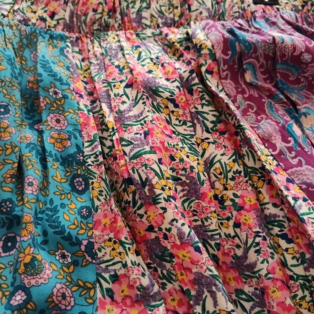 NWT NATURAL LIFE Valentina Turquoise Mixed Print Floral Midi Skirt *Vintage* - Picture 5 of 9